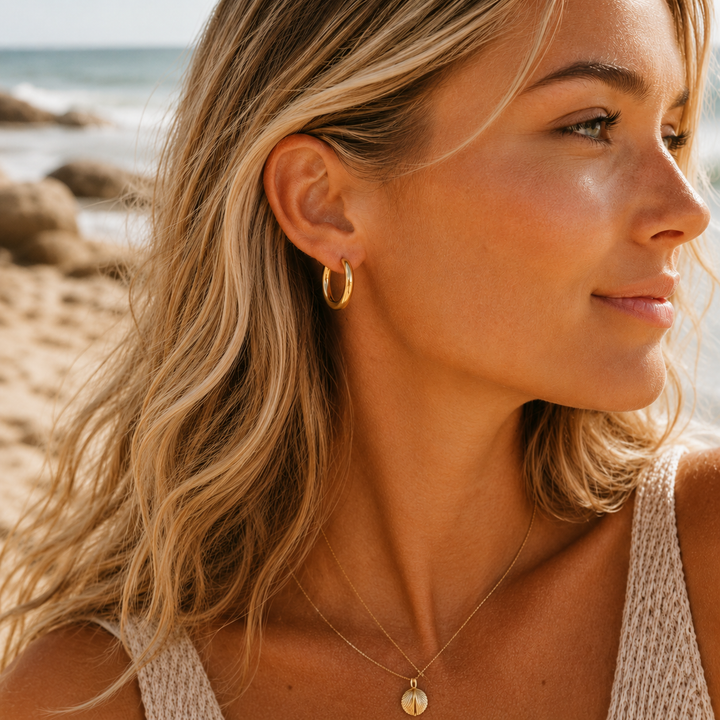 Waterproof Gold Hoops (19mm)