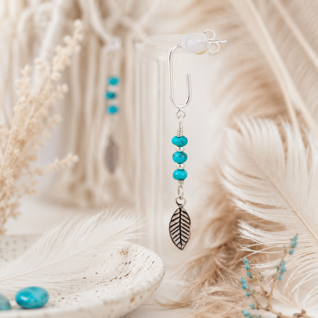 Earrings - Turquoise Feather Earrings
