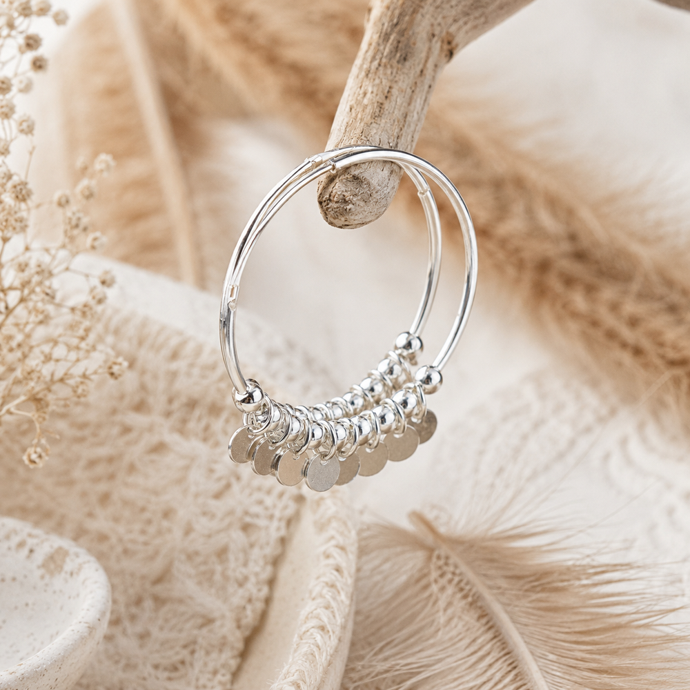 Earrings - Sterling silver gypsy Hoops