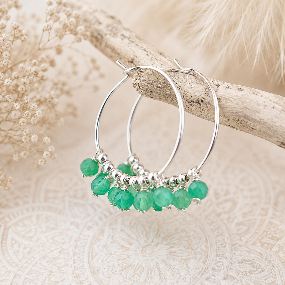 Green Onyx Gypsy Hoops