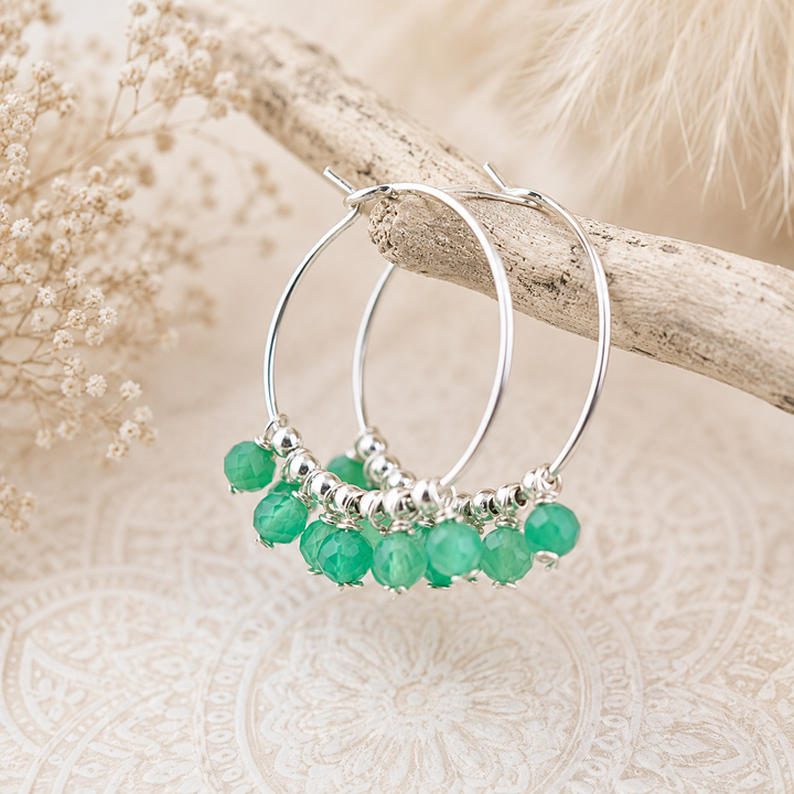 Green Onyx Gypsy Hoops