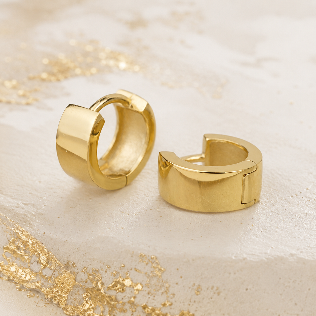 Wide Gold Huggies (10mm)