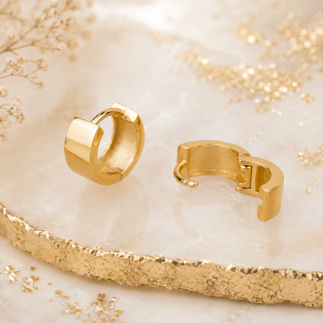 Wide Gold Huggies (10mm)
