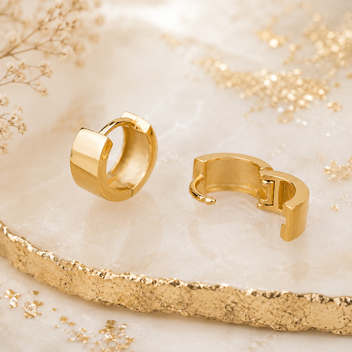 Wide Gold Huggies (10mm)