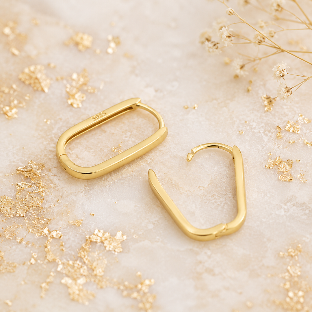 Earrings - Gold Oval Hoops