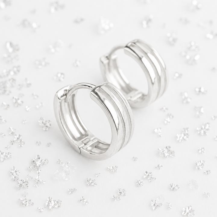 Silver Trinity Huggies (12mm)