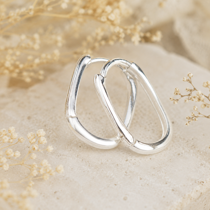 Earrings - Sterling Silver Oval Hoops