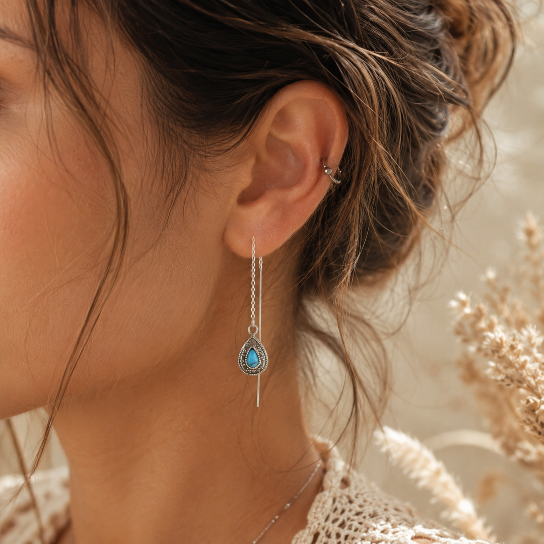 Earrings - Turquoise thread earrings
