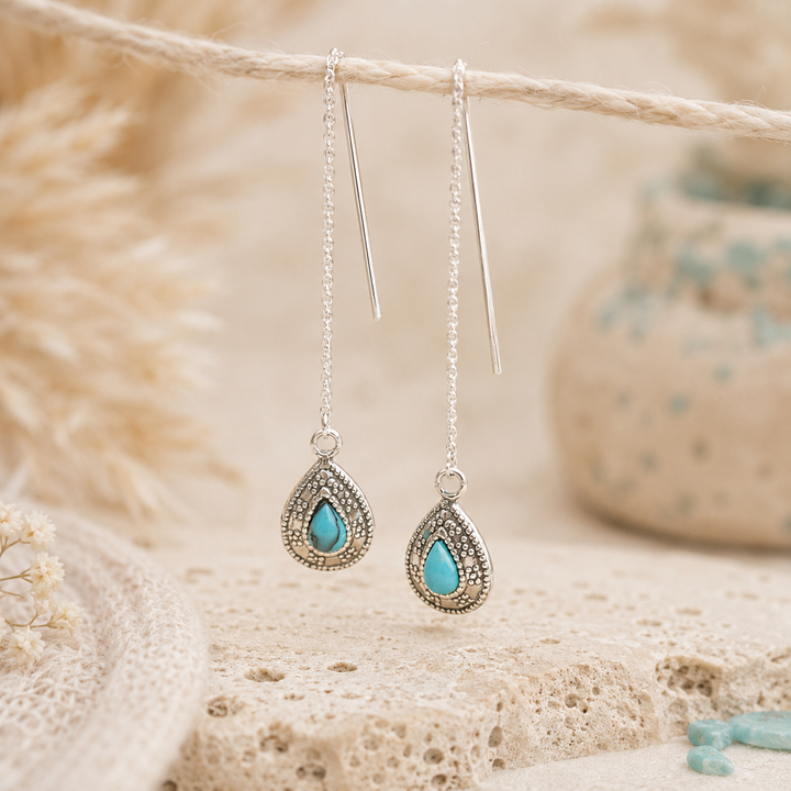 Earrings - turquoise boho earrings