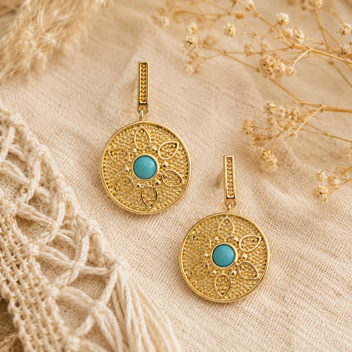 Earrings - Gold and Turquoise earrings
