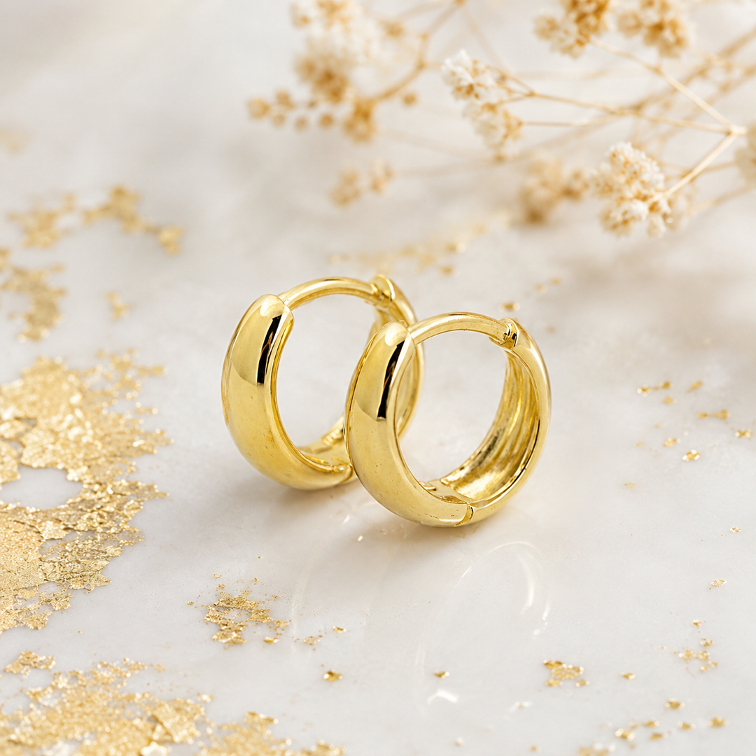 Earrings - gold huggies 11mm