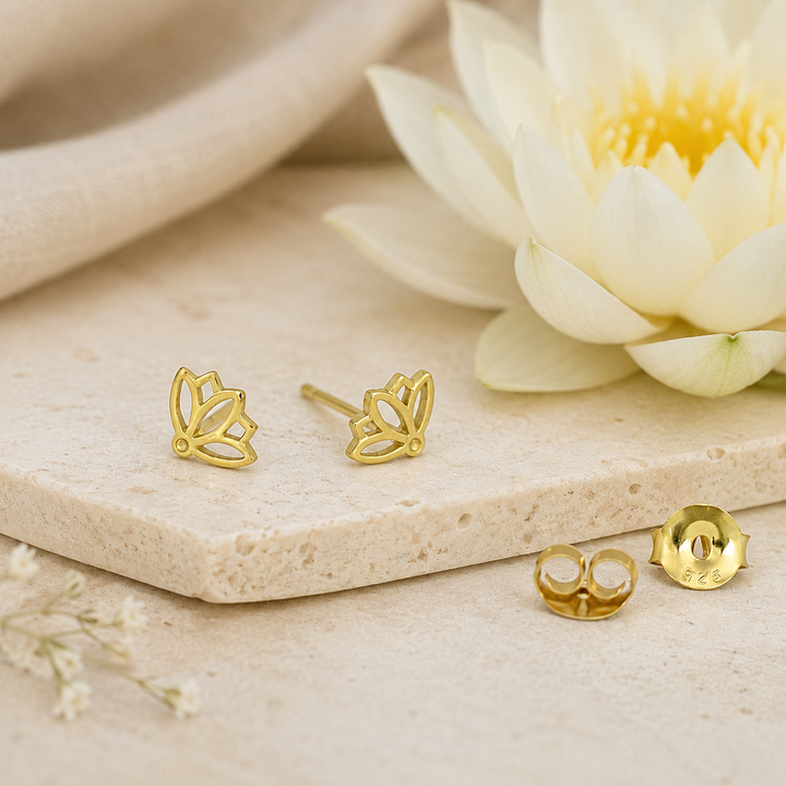 Earring - gold lotus studs