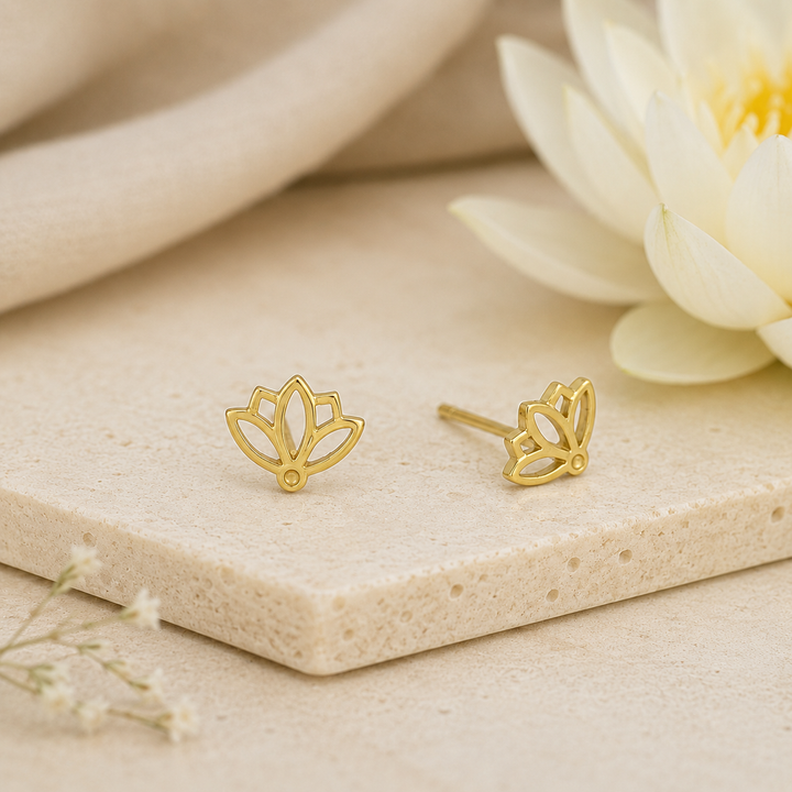 Gold Lotus Flower Studs