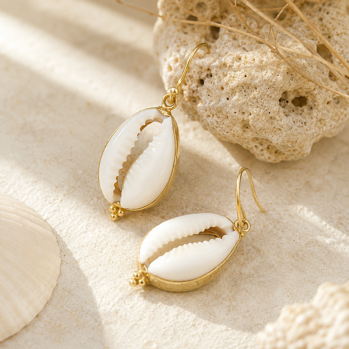 Gold Cowrie Shell Earrings