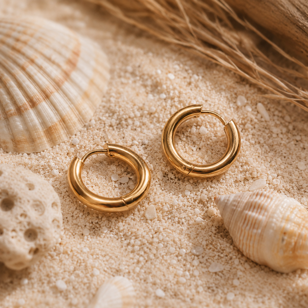 Earring s- waterproof gold hoopd