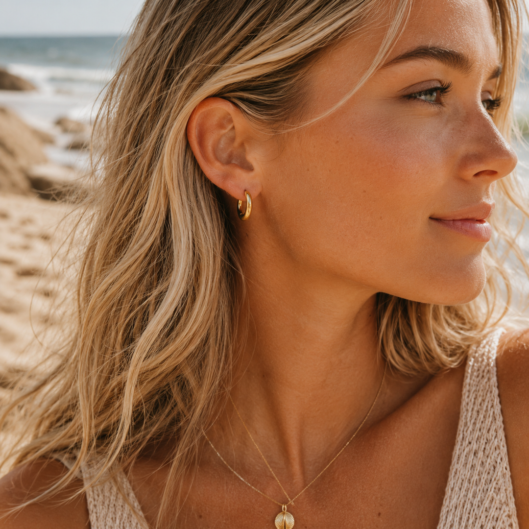 Waterproof Gold Hoops (17mm)