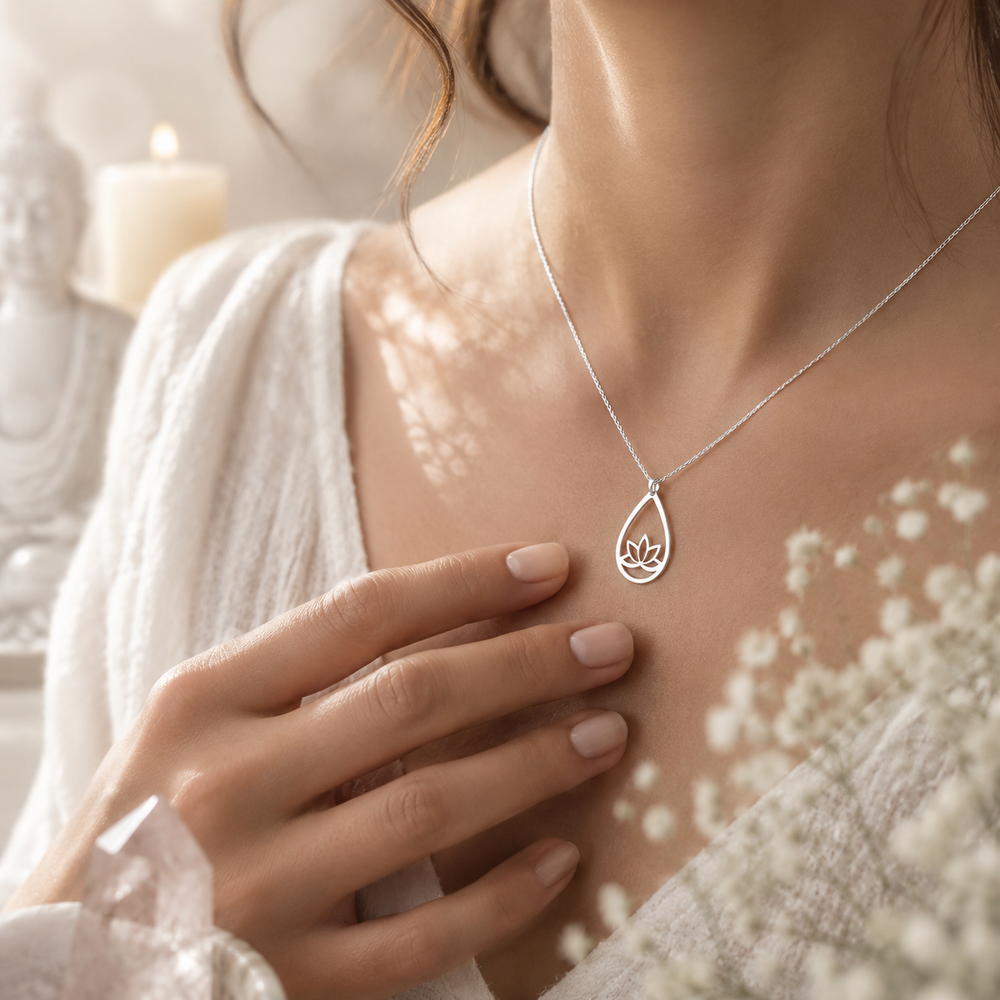 Necklaces - Silver lotus necklace