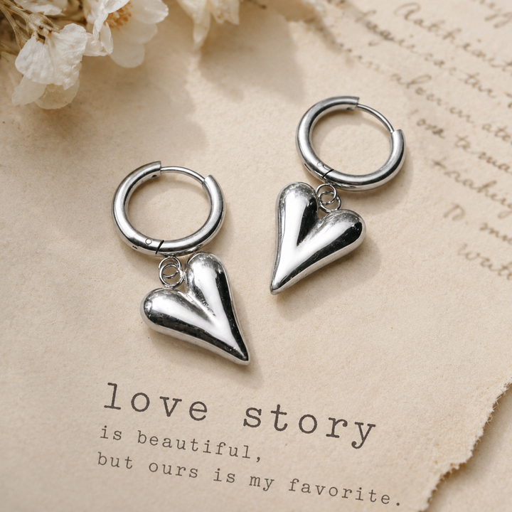 Earring - Heart Hoops