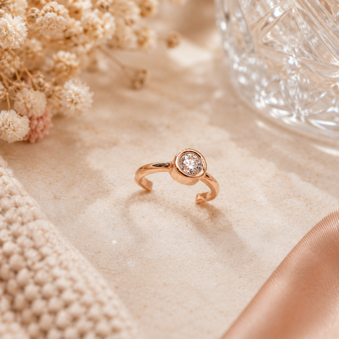Tiny Side Ear Huggies (Rose & Clear)