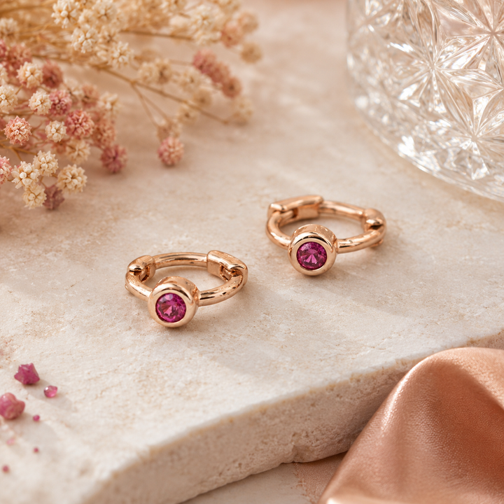 Tiny Side Ear Huggies (Rose & Ruby)