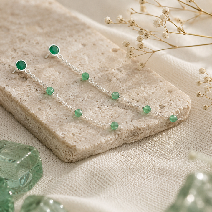 Serene Path Green Onyx Earrings