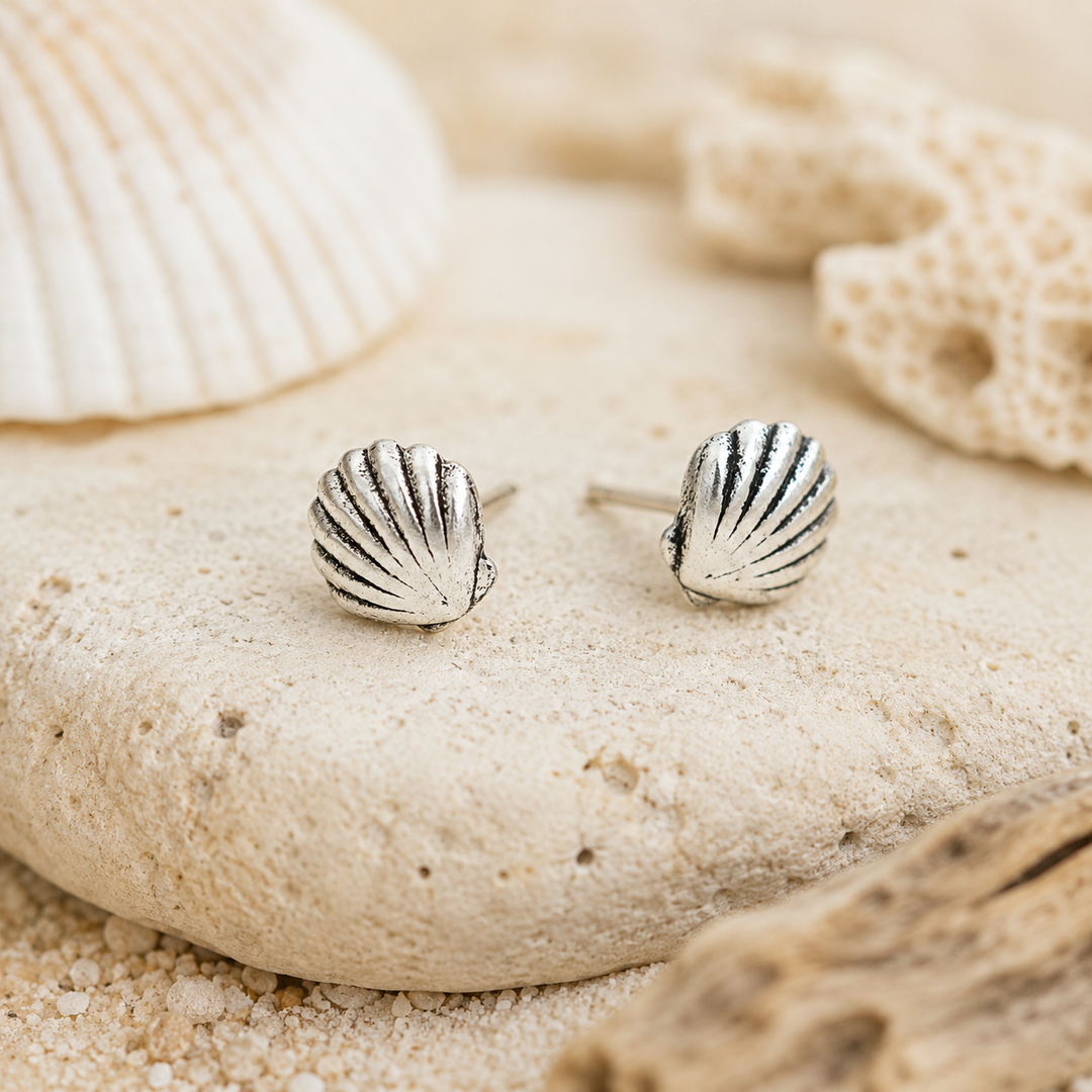 Earrings - Clam shell studs