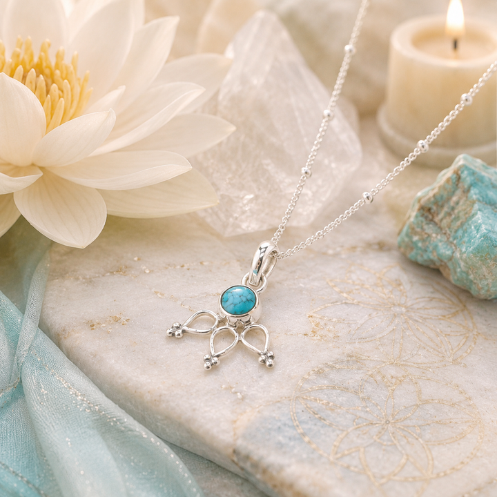 Necklaces - Turquoise lotus necklace