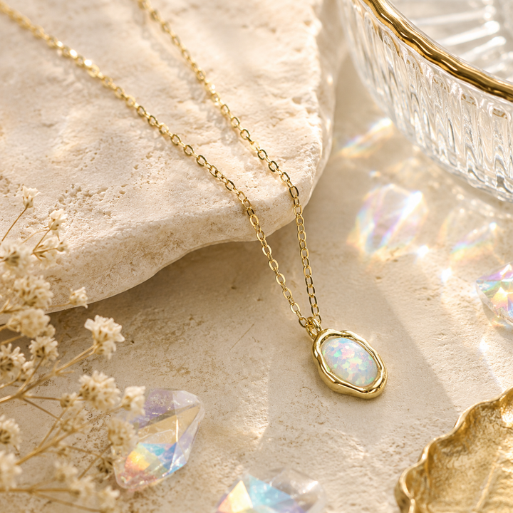 Dainty Gold Fire Snow Necklace