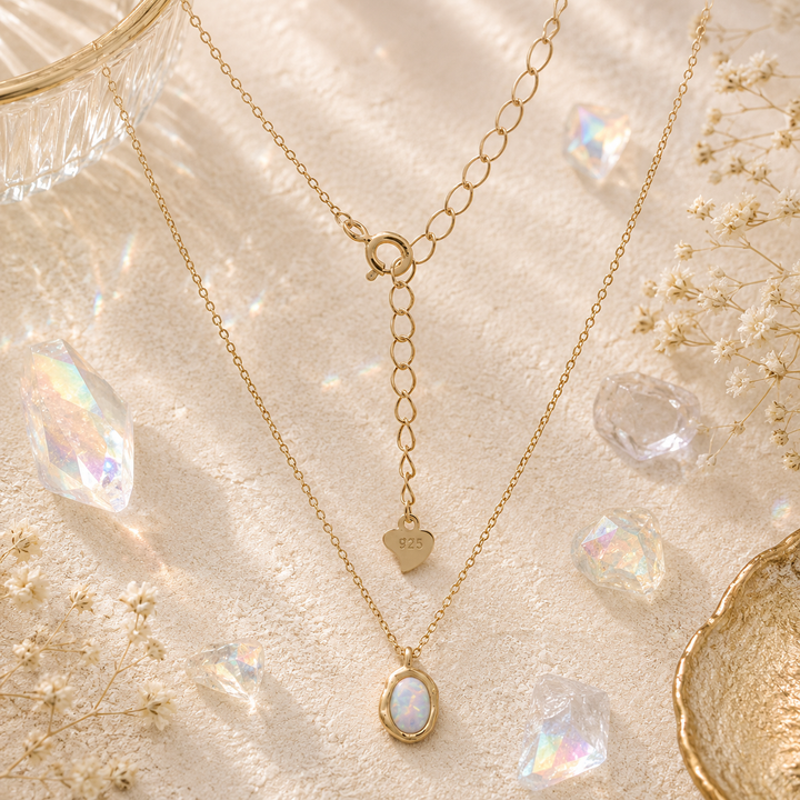 Dainty Gold Fire Snow Necklace