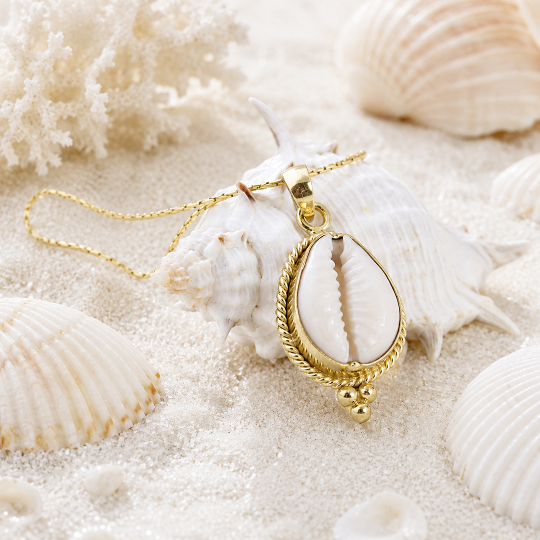 NECKLACES - GOLD COWRIE NECKLACE