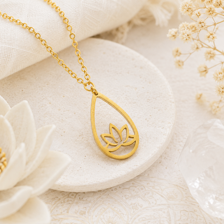 Necklaces - gold lotus necklace