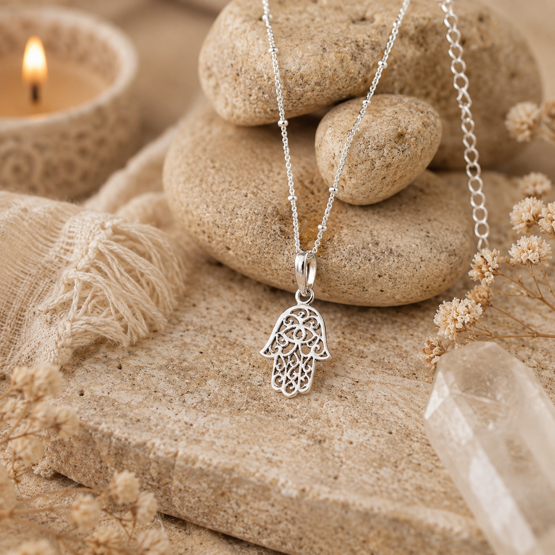 Necklaces - Silver Hamsa Necklace
