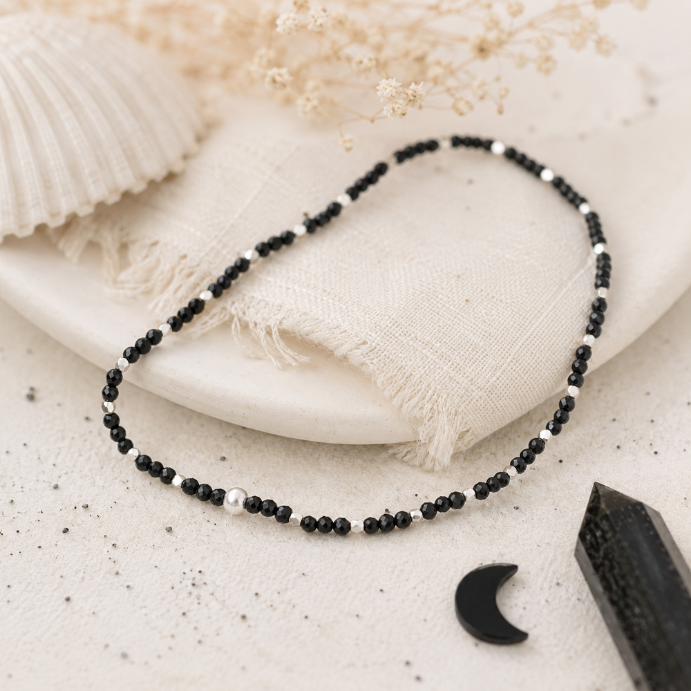 Bracelets - Black Mini bead stretch bracelet