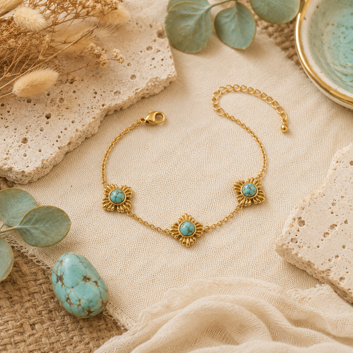 Bracelets - Gold turquoise bracelet