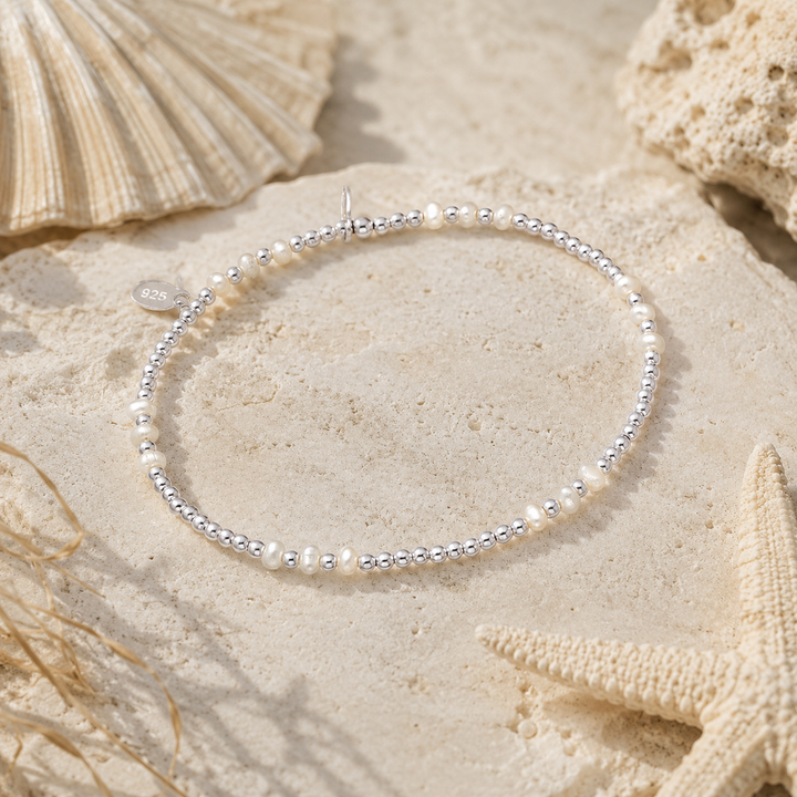 Pearl & Silver Stretchy Bracelet