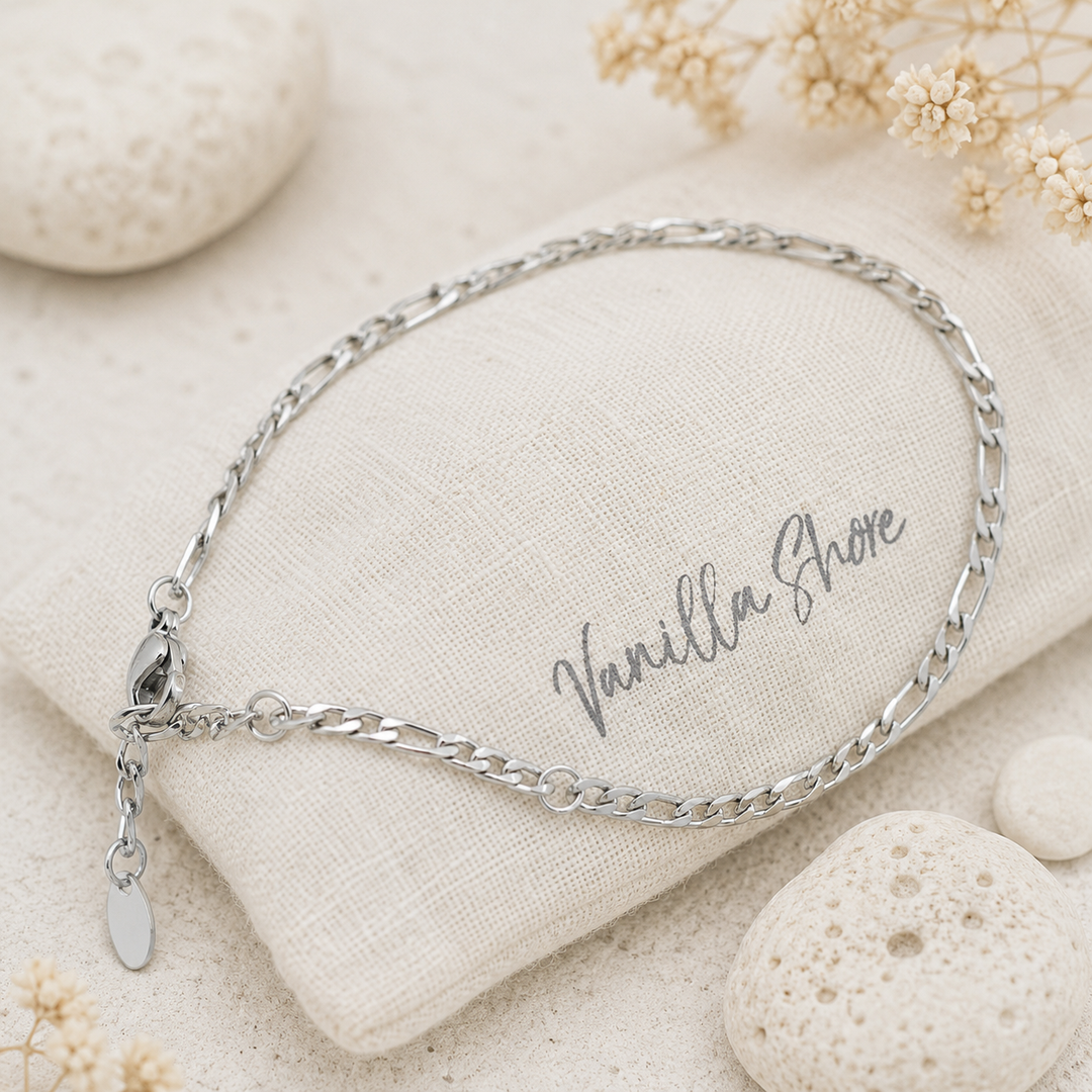 Silver chain anklet with extension