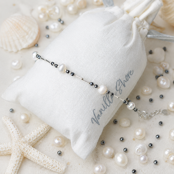 Pearl & Hematite Bead Anklet