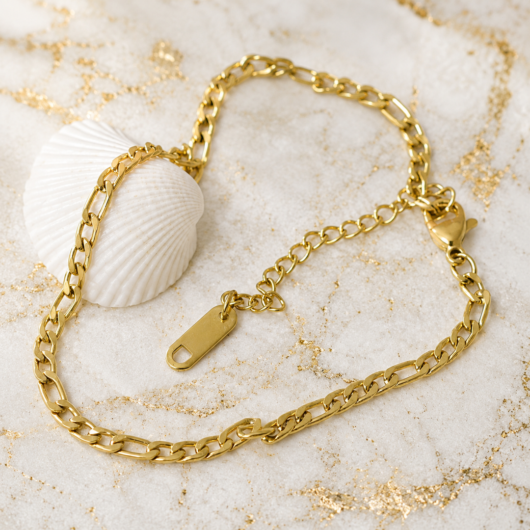Anklets - Waterproof gold PVD anklet with extension chain
