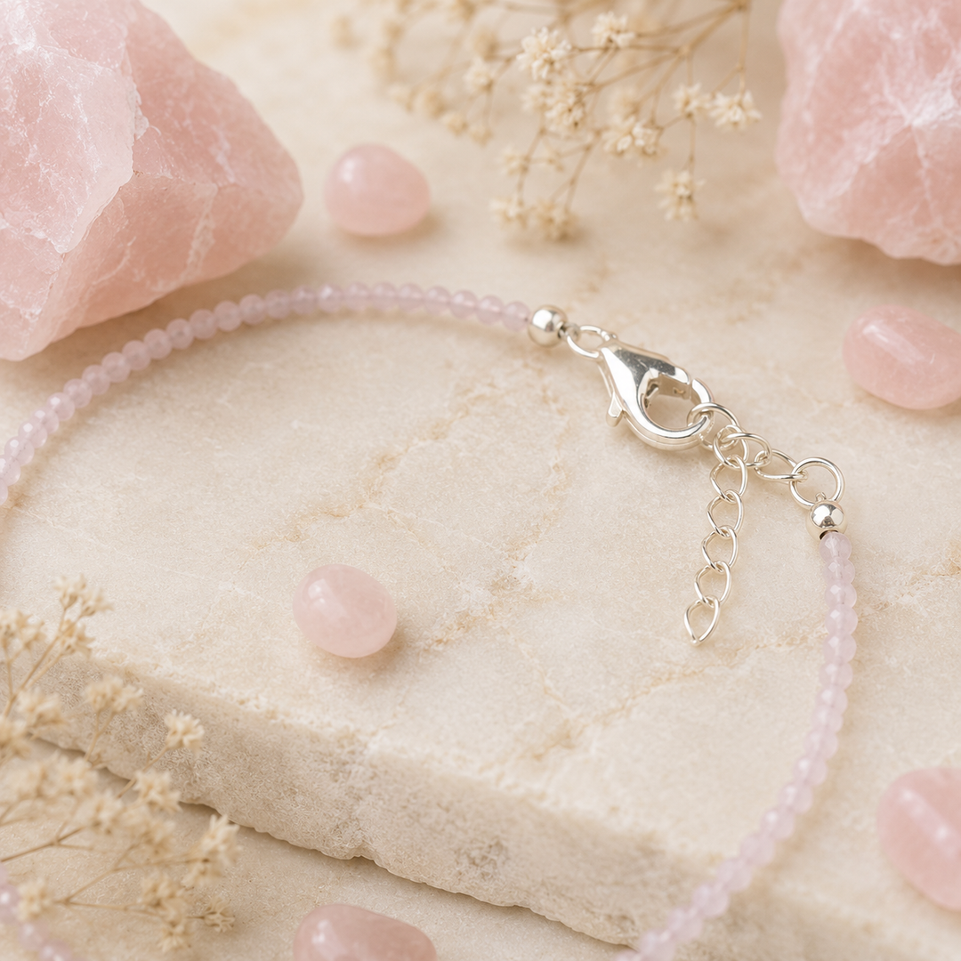 Rose quartz crystal anklet