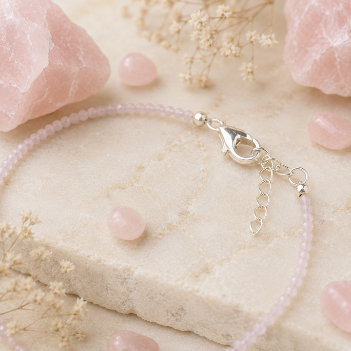 Rose quartz crystal anklet