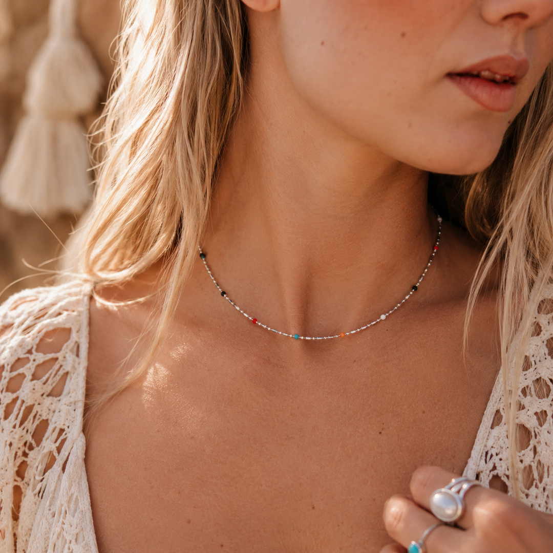 Necklaces - Colourful Silver Chiker