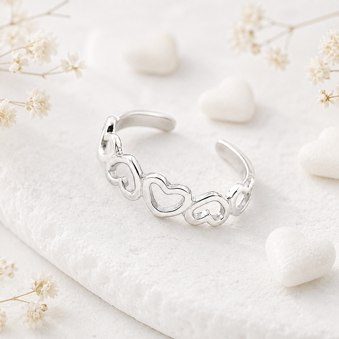 Toe ring - silver heart toe ring