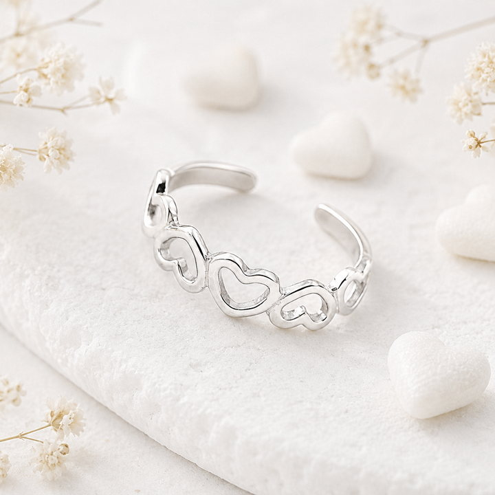 Toe ring - silver heart toe ring