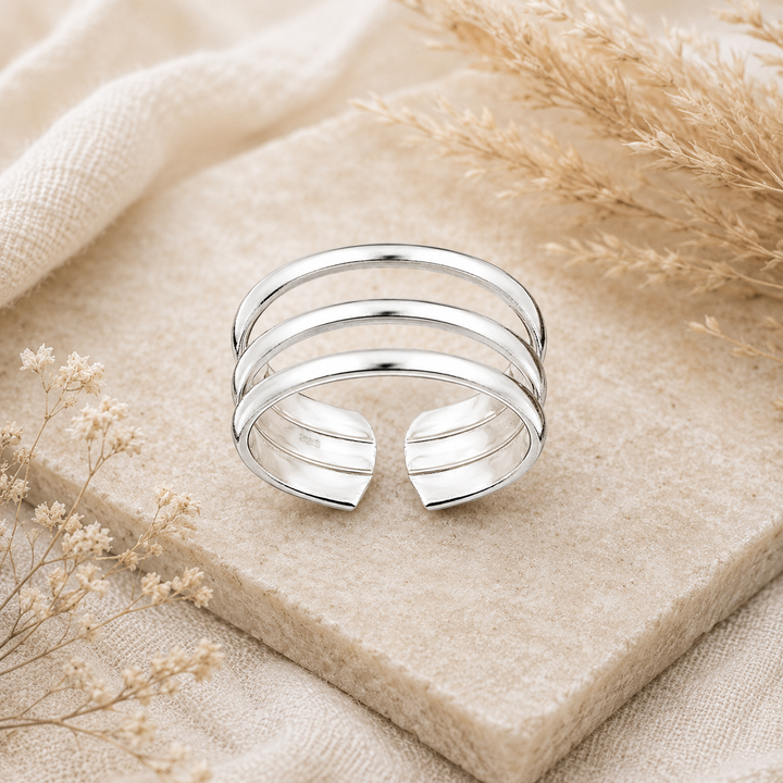 Sterling Silver Tri Band Toe Ring