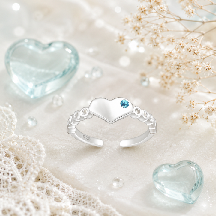 Aqua Heart Sparkle Toe Ring