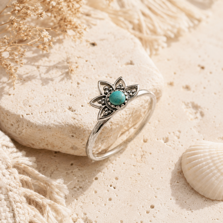 Turquoise Half Lotus Ring