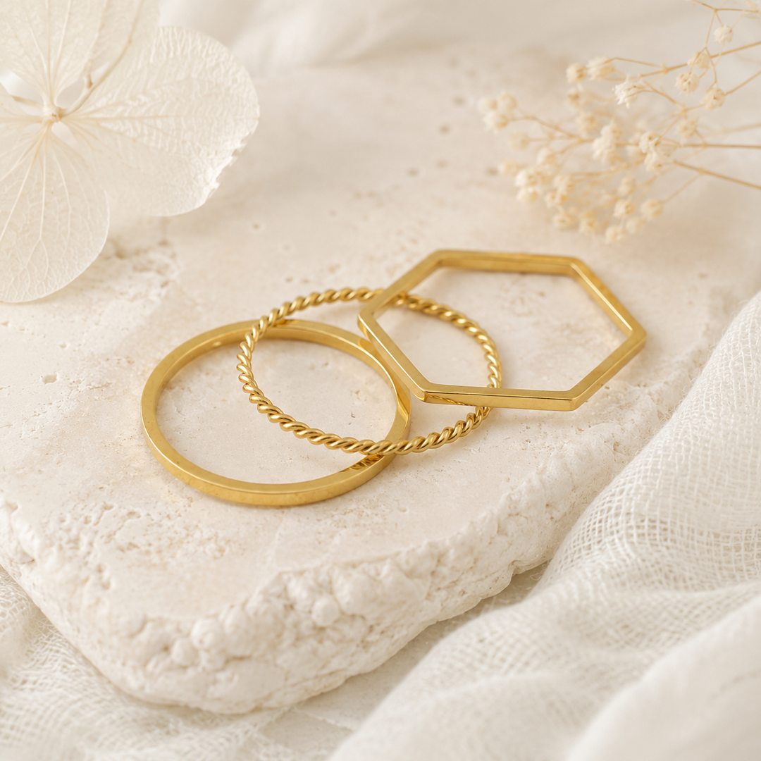 Rings - Waterproof gold ring set