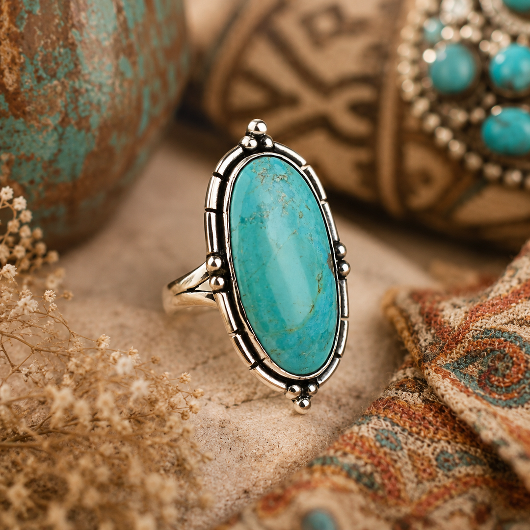 Rings - Large Turquoise stone ring