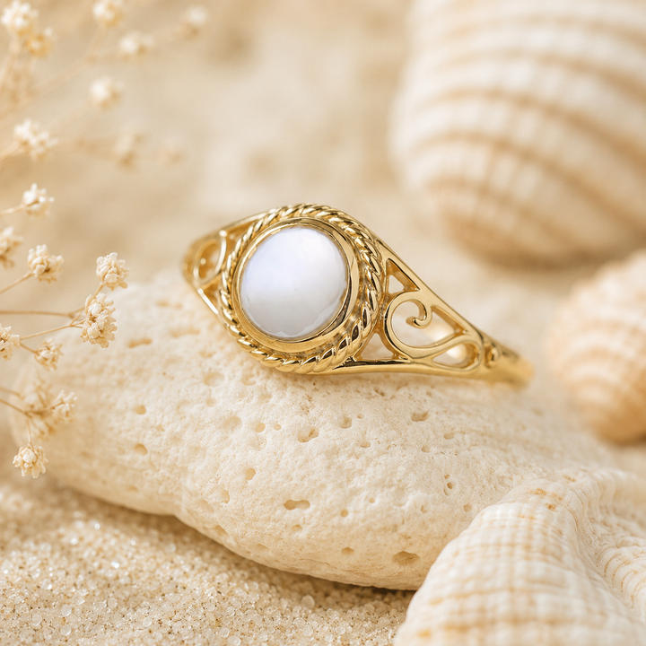 Rings - gold pearl ring