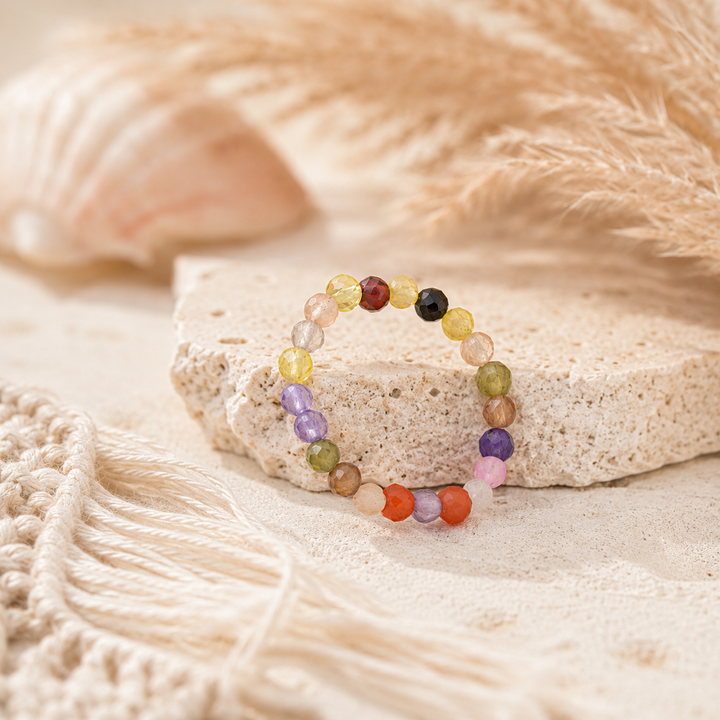 Beaded Crystal Glass Ring